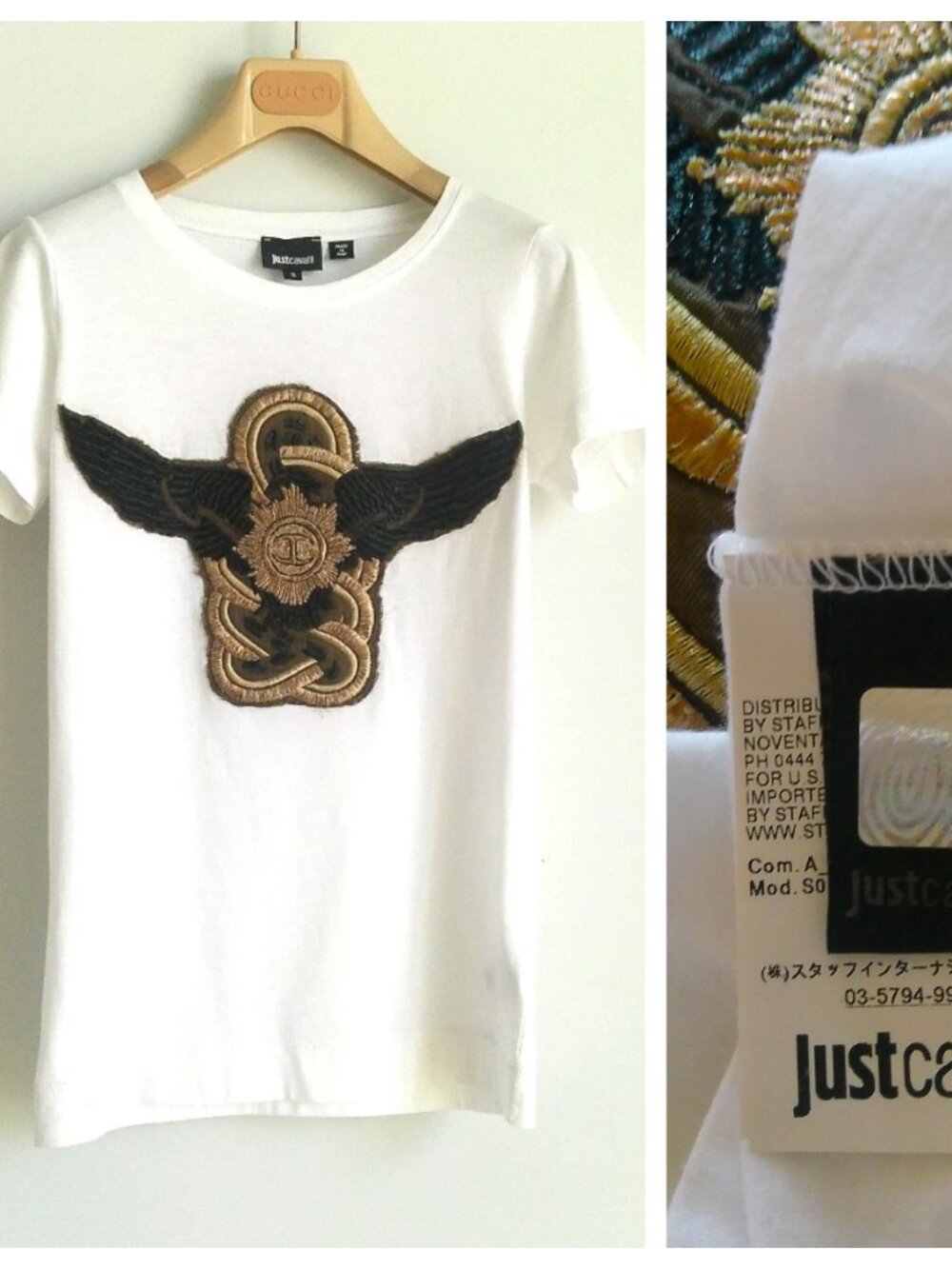 NWOT JUST CAVALLI EMBROIDERY TOP T-SHIRT ITALY Sz-S